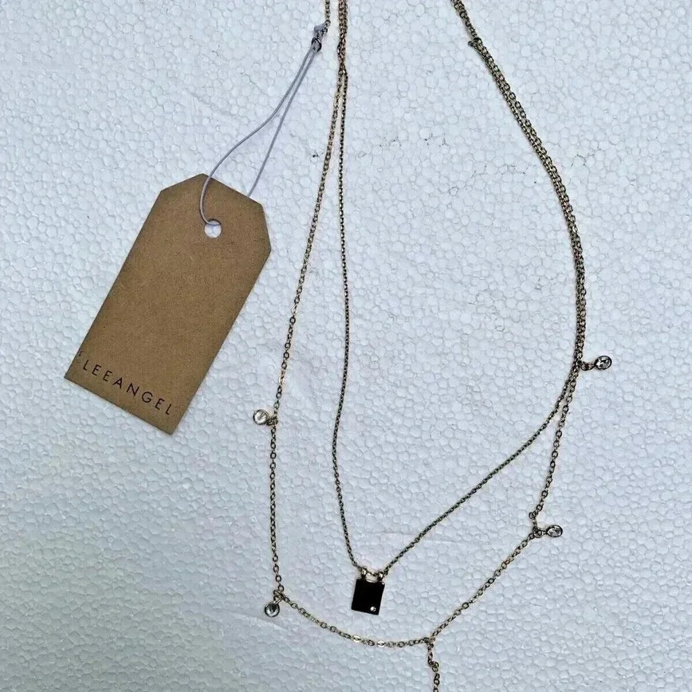 NEW LEE ANGEL Gold Tone Chain Double Strand Necklace